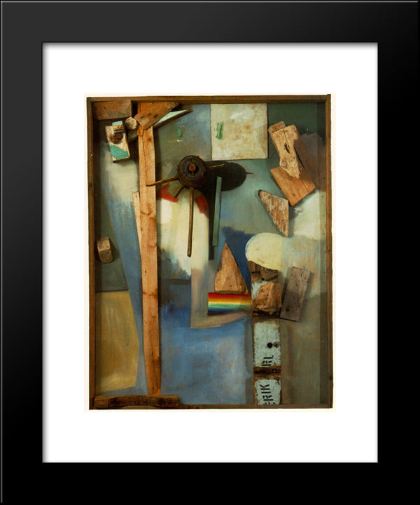 Merzpicture With Rainbow 20x24 Black Modern Wood Framed Art Print Poster by Schwitters, Kurt