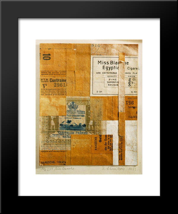 Mz 231. Miss Blanche 20x24 Black Modern Wood Framed Art Print Poster by Schwitters, Kurt