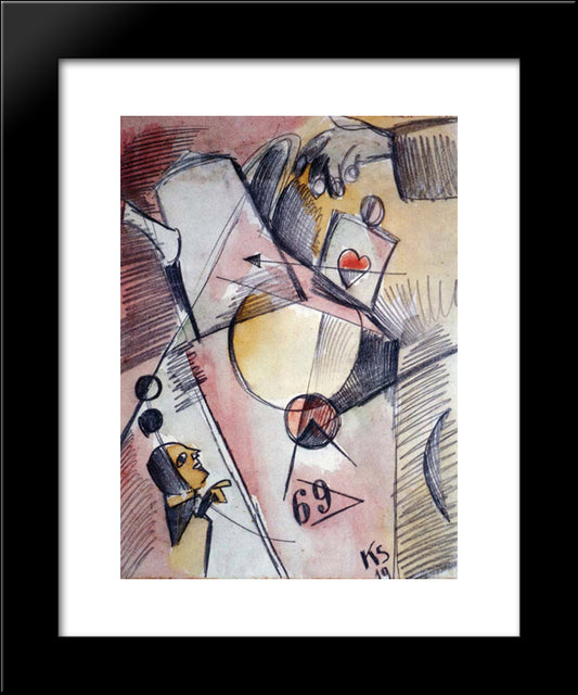 N Watercolor 1. (The Heart Goes From Sugar To Coffee) 20x24 Black Modern Wood Framed Art Print Poster by Schwitters, Kurt