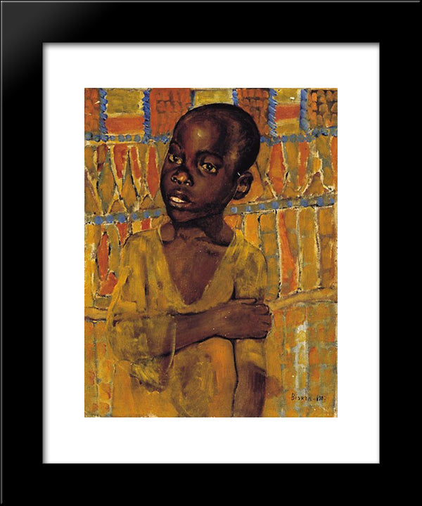 African Boy 20x24 Black Modern Wood Framed Art Print Poster by Petrov Vodkin, Kuzma