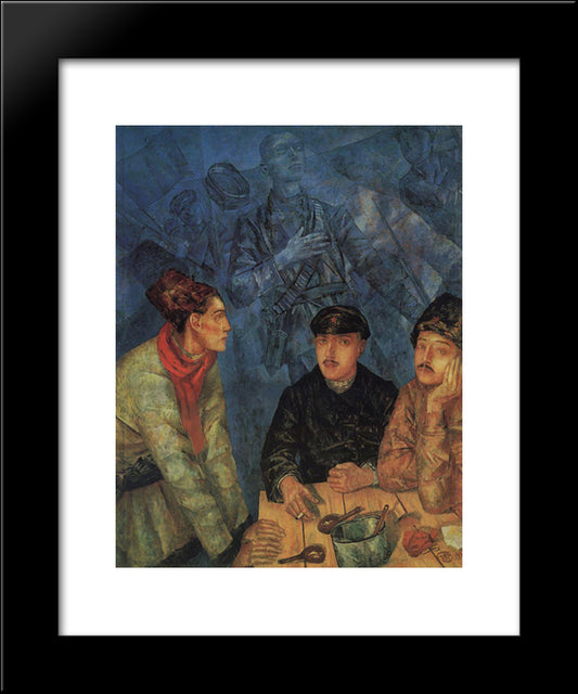 After The Battle 20x24 Black Modern Wood Framed Art Print Poster by Petrov Vodkin, Kuzma