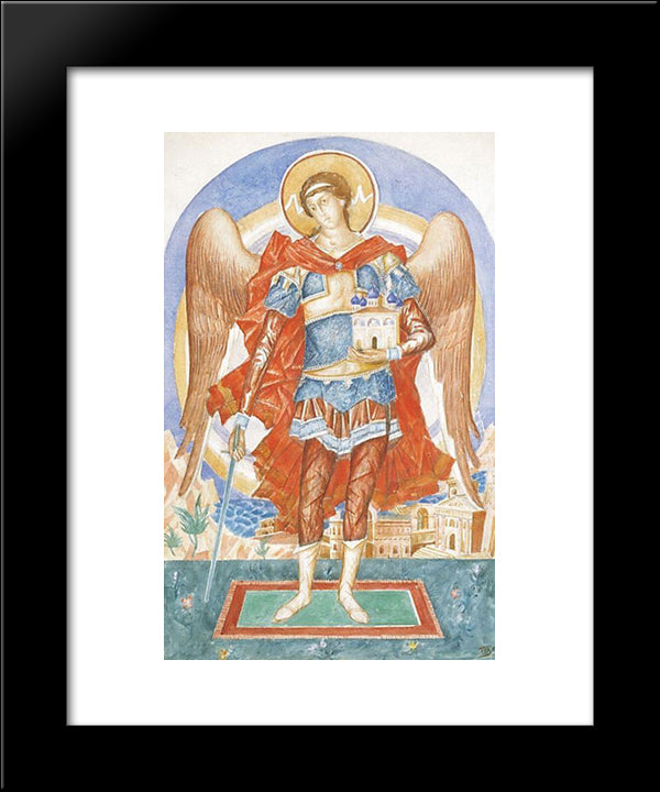 Archangel Michael 20x24 Black Modern Wood Framed Art Print Poster by Petrov Vodkin, Kuzma