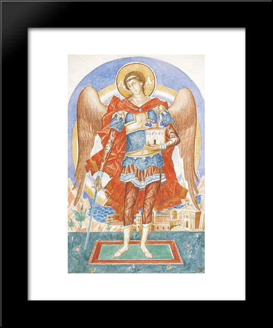 Archangel Michael 20x24 Black Modern Wood Framed Art Print Poster by Petrov Vodkin, Kuzma