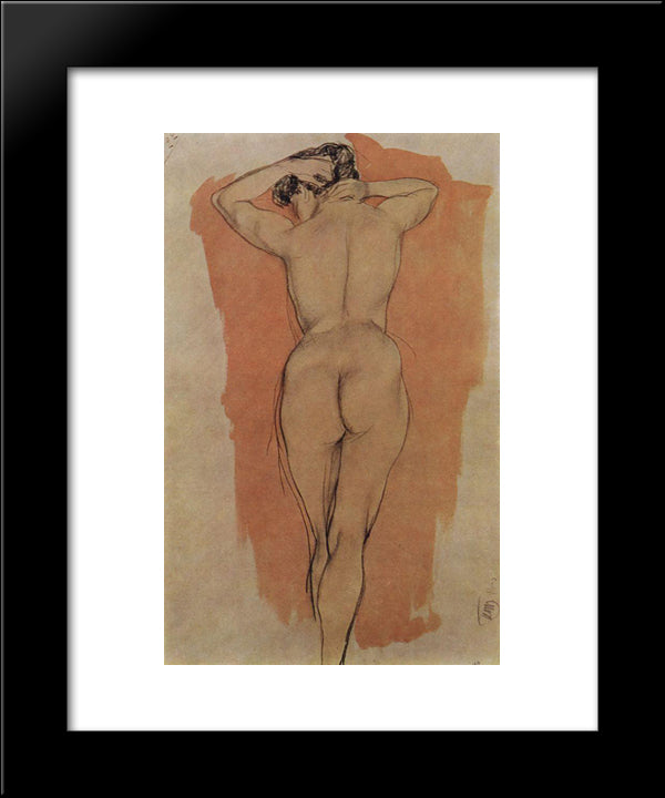 Artist'S Model From The Back 20x24 Black Modern Wood Framed Art Print Poster by Petrov Vodkin, Kuzma