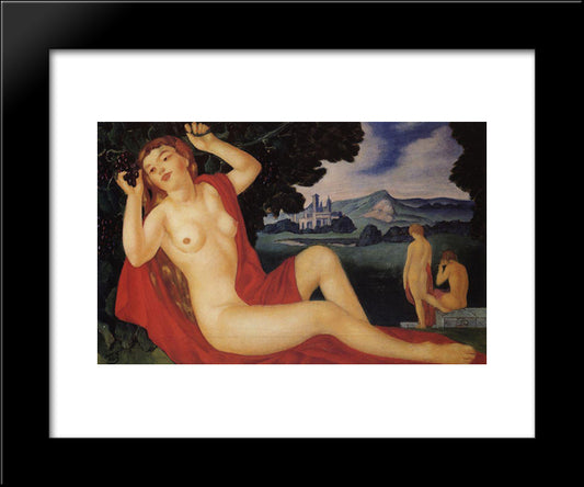 Bacchante 20x24 Black Modern Wood Framed Art Print Poster by Petrov Vodkin, Kuzma