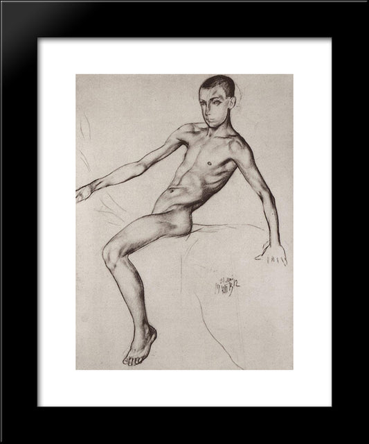 Boy-Rider 20x24 Black Modern Wood Framed Art Print Poster by Petrov Vodkin, Kuzma