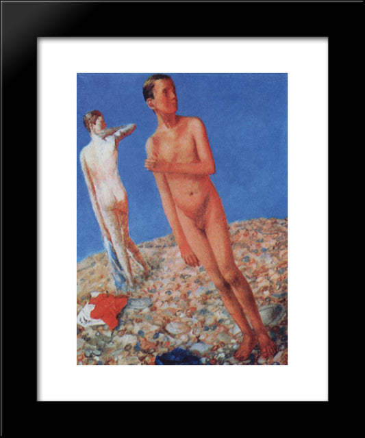 Boys (On Top) 20x24 Black Modern Wood Framed Art Print Poster by Petrov Vodkin, Kuzma