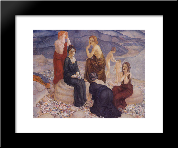 Coast 20x24 Black Modern Wood Framed Art Print Poster by Petrov Vodkin, Kuzma
