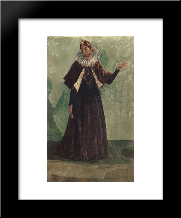 Costume Design By Marina Mnishek To The Tragedy Of Pushkin'S Boris Godunov  20x24 Black Modern Wood Framed Art Print Poster by Petrov Vodkin, Kuzma
