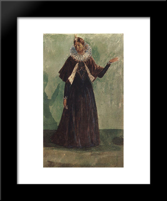 Costume Design By Marina Mnishek To The Tragedy Of Pushkin'S Boris Godunov  20x24 Black Modern Wood Framed Art Print Poster by Petrov Vodkin, Kuzma