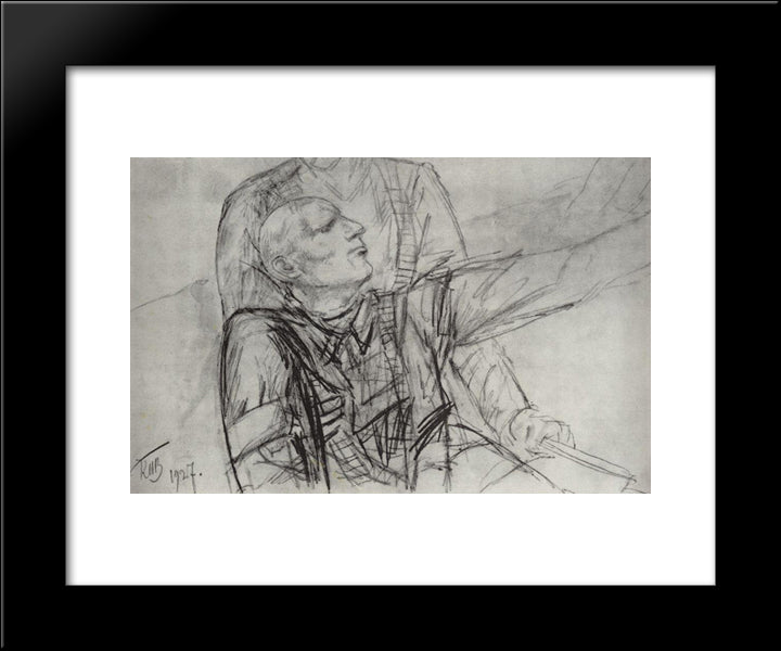 Drawing For The Painting Death Of Commissioner 20x24 Black Modern Wood Framed Art Print Poster by Petrov Vodkin, Kuzma