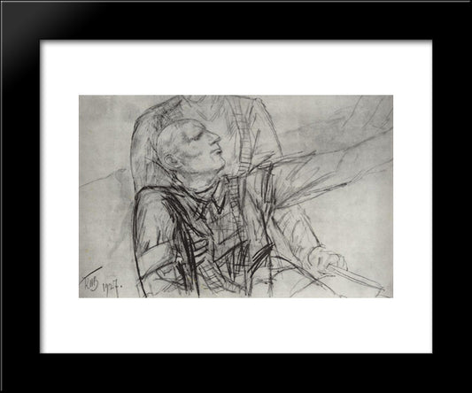 Drawing For The Painting Death Of Commissioner 20x24 Black Modern Wood Framed Art Print Poster by Petrov Vodkin, Kuzma