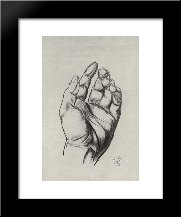 Drawing Hands 20x24 Black Modern Wood Framed Art Print Poster by Petrov Vodkin, Kuzma