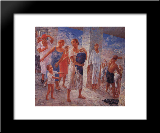 Earthquake In The Crimea 20x24 Black Modern Wood Framed Art Print Poster by Petrov Vodkin, Kuzma