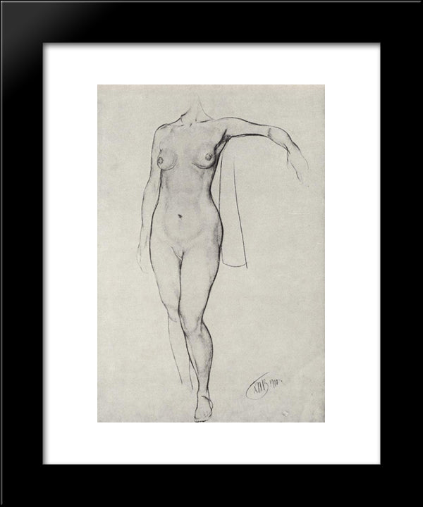 Female Model 20x24 Black Modern Wood Framed Art Print Poster by Petrov Vodkin, Kuzma