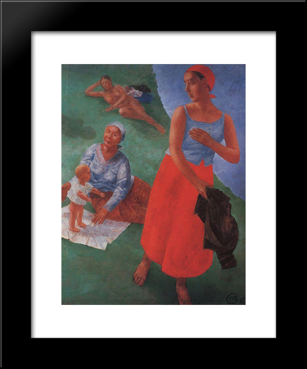 First Steps 20x24 Black Modern Wood Framed Art Print Poster by Petrov Vodkin, Kuzma
