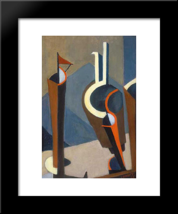 Composition 20x24 Black Modern Wood Framed Art Print Poster by Tihanyi, Lajos