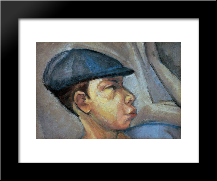 Self-Portrait Wearing Cap 20x24 Black Modern Wood Framed Art Print Poster by Tihanyi, Lajos