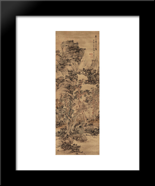 Autumn Mountains After Wang Meng 20x24 Black Modern Wood Framed Art Print Poster by Ying, Lan