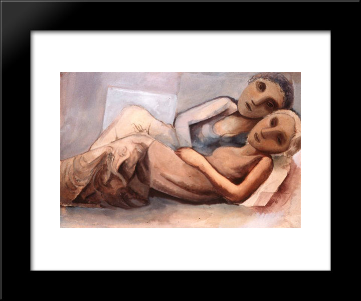 Duas Figuras 20x24 Black Modern Wood Framed Art Print Poster by Segall, Lasar