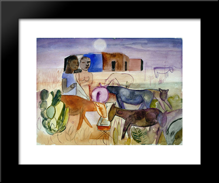 O Bebedouro 20x24 Black Modern Wood Framed Art Print Poster by Segall, Lasar
