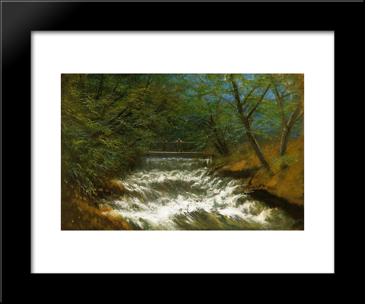 Burring Brook With Bridge 20x24 Black Modern Wood Framed Art Print Poster by Mednyanszky, Laszlo