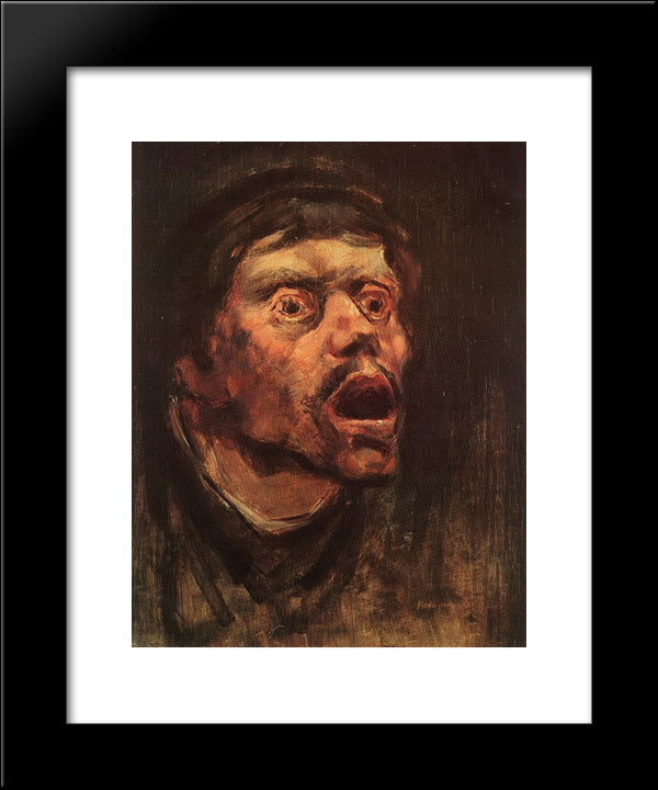Head Of A Tramp 20x24 Black Modern Wood Framed Art Print Poster by Mednyanszky, Laszlo
