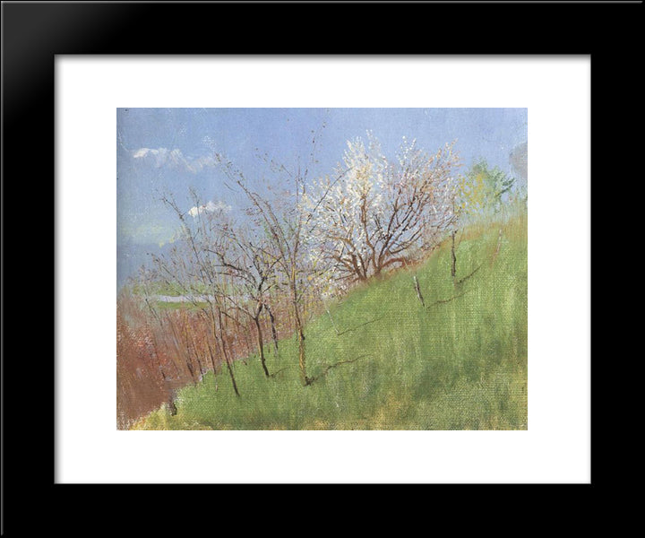 Hildside At Springtime (Little Landscape) 20x24 Black Modern Wood Framed Art Print Poster by Mednyanszky, Laszlo