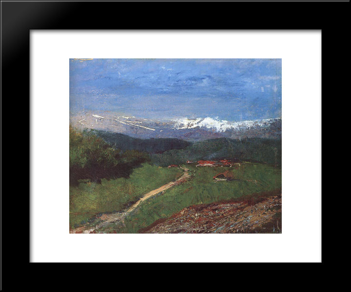 Landscape In The Alps (View From The Rax) 20x24 Black Modern Wood Framed Art Print Poster by Mednyanszky, Laszlo