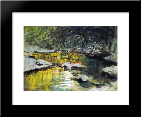 Melting Of Snow 20x24 Black Modern Wood Framed Art Print Poster by Mednyanszky, Laszlo