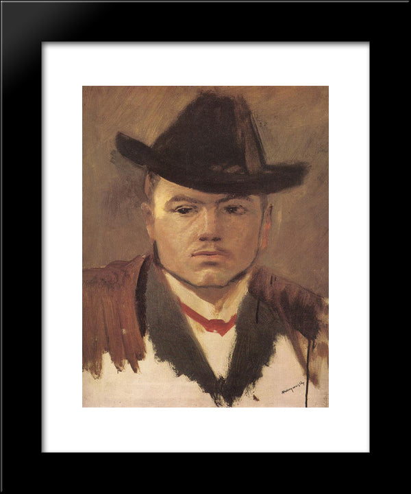 Peasant Boy With Hat (Study) 20x24 Black Modern Wood Framed Art Print Poster by Mednyanszky, Laszlo