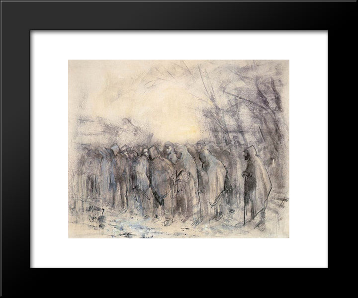 Prisoners Marching Off 20x24 Black Modern Wood Framed Art Print Poster by Mednyanszky, Laszlo