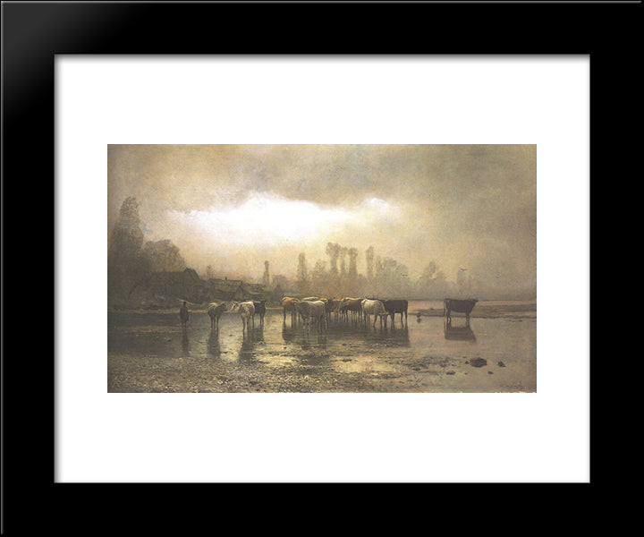 Watering 20x24 Black Modern Wood Framed Art Print Poster by Mednyanszky, Laszlo
