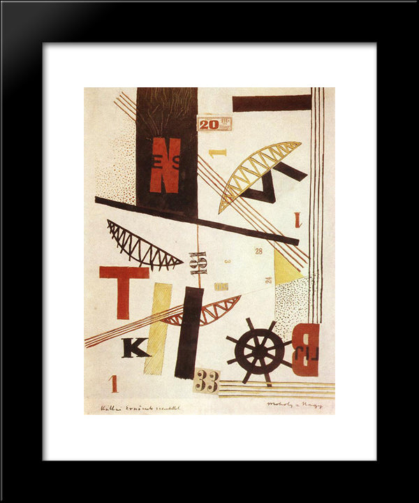 Hidak Bridges 20x24 Black Modern Wood Framed Art Print Poster by Moholy Nagy, Laszlo