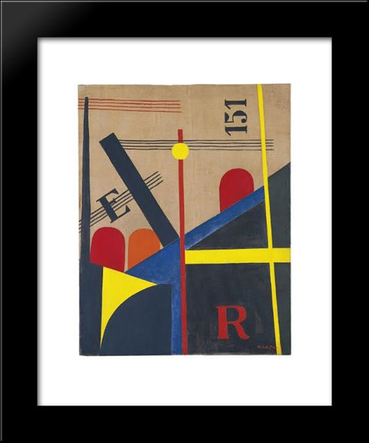 Large Painting Of The Railroad 20x24 Black Modern Wood Framed Art Print Poster by Moholy Nagy, Laszlo