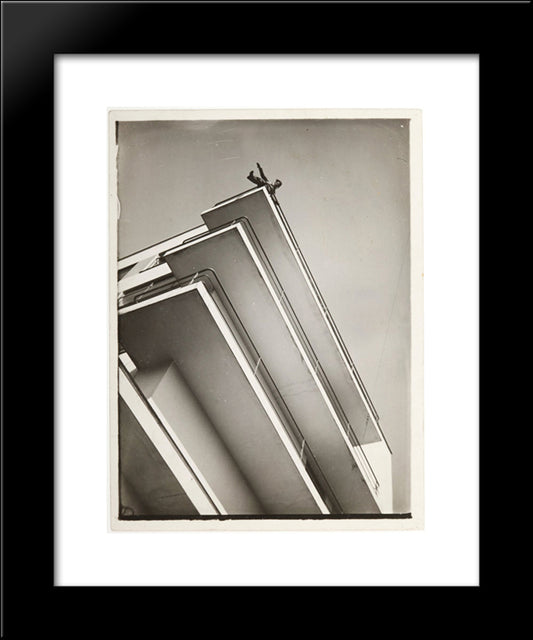 Xanti Schawinsky On A Bauhaus Balcony 20x24 Black Modern Wood Framed Art Print Poster by Moholy Nagy, Laszlo
