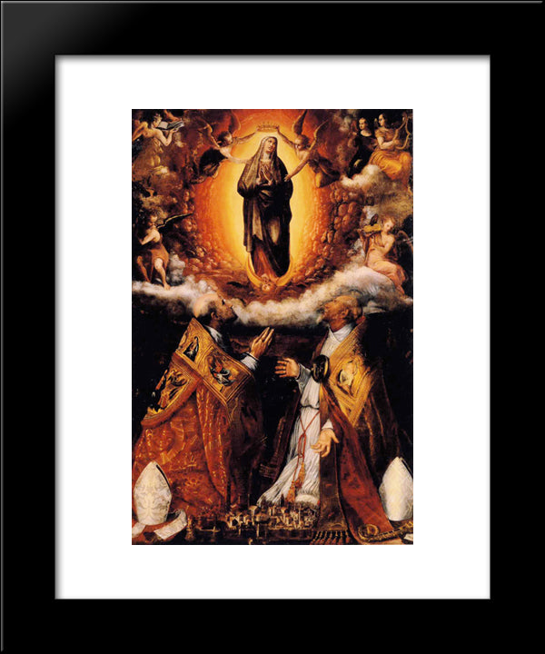 Assumption Of The Virgin With Saints Peter Chrysologus, And Cassian 20x24 Black Modern Wood Framed Art Print Poster by Fontana, Lavinia