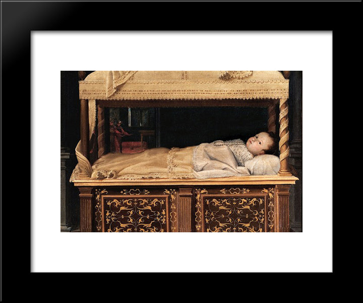 Newborn Baby In A Crib 20x24 Black Modern Wood Framed Art Print Poster by Fontana, Lavinia