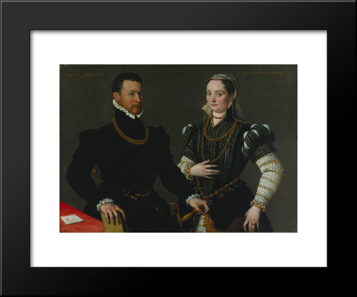 Portrait Of A Couple 20x24 Black Modern Wood Framed Art Print Poster by Fontana, Lavinia