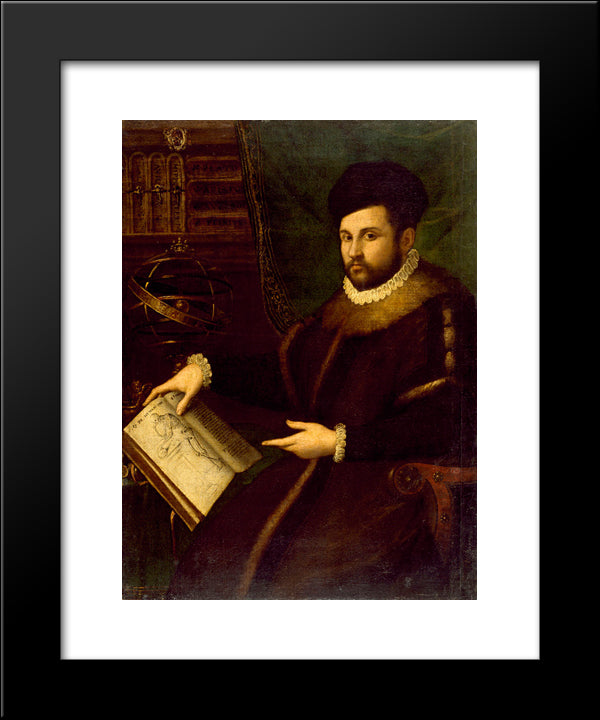 Portrait Of Gerolamo Mercuriale 20x24 Black Modern Wood Framed Art Print Poster by Fontana, Lavinia