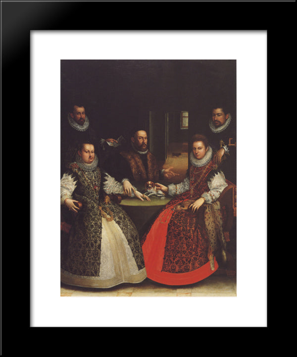 Portrait Of The Coozzadini Family 20x24 Black Modern Wood Framed Art Print Poster by Fontana, Lavinia