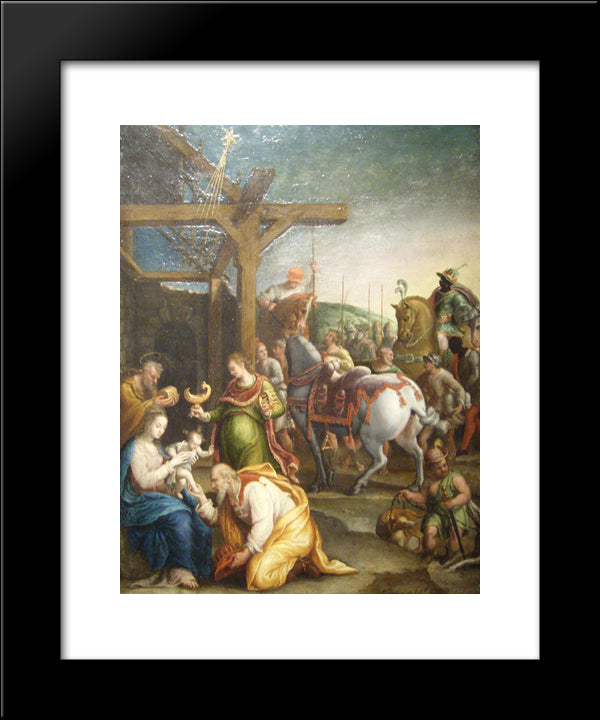 The Adoration Of The Magi 20x24 Black Modern Wood Framed Art Print Poster by Fontana, Lavinia