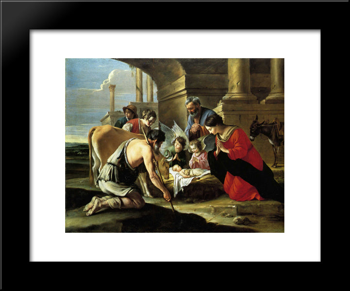 Adoration Of The Shepherds 20x24 Black Modern Wood Framed Art Print Poster by Le Nain brothers