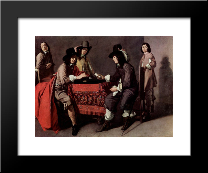 Backgammon Players 20x24 Black Modern Wood Framed Art Print Poster by Le Nain brothers