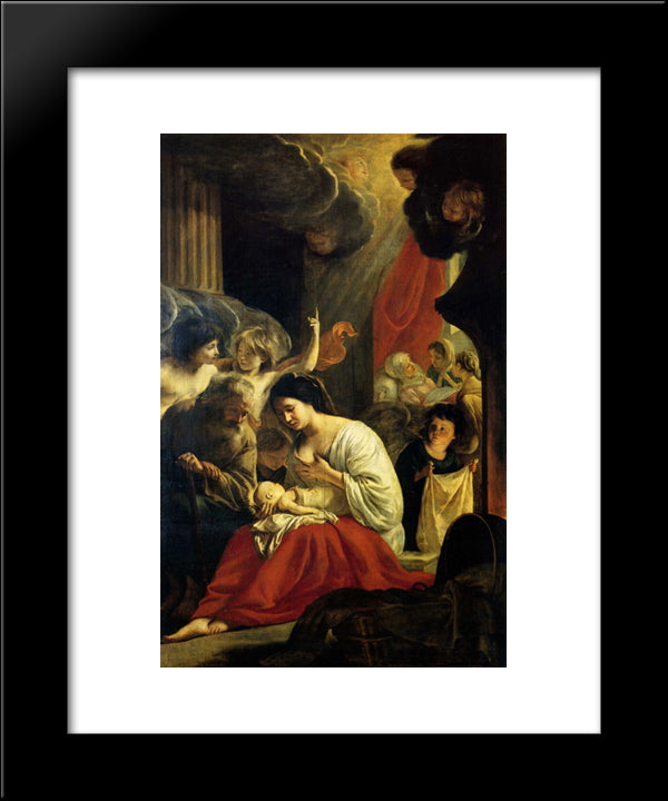 Birth Of The Virgin 20x24 Black Modern Wood Framed Art Print Poster by Le Nain brothers