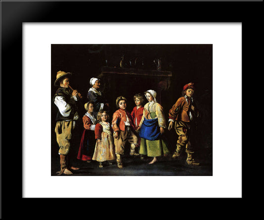 Dance Of The Children 20x24 Black Modern Wood Framed Art Print Poster by Le Nain brothers