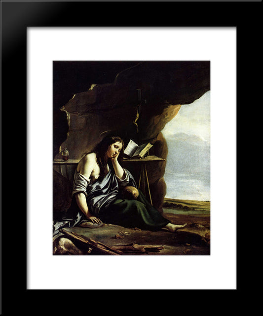 Mary Magdalene In Meditation 20x24 Black Modern Wood Framed Art Print Poster by Le Nain brothers