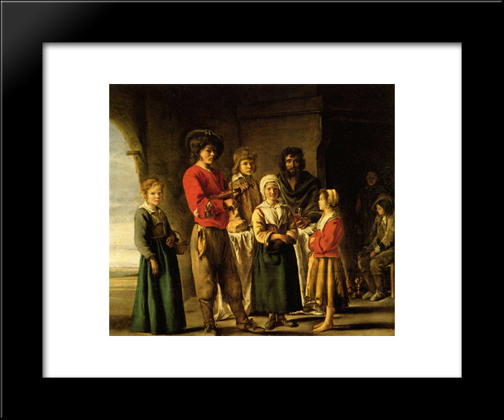 Peasants In The Cave House 20x24 Black Modern Wood Framed Art Print Poster by Le Nain brothers