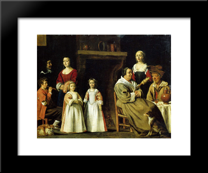 Portrait In An Interior 20x24 Black Modern Wood Framed Art Print Poster by Le Nain brothers