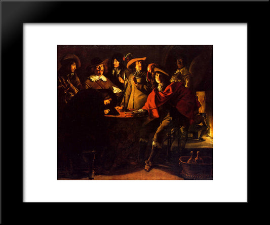 Smokers In An Interior 20x24 Black Modern Wood Framed Art Print Poster by Le Nain brothers